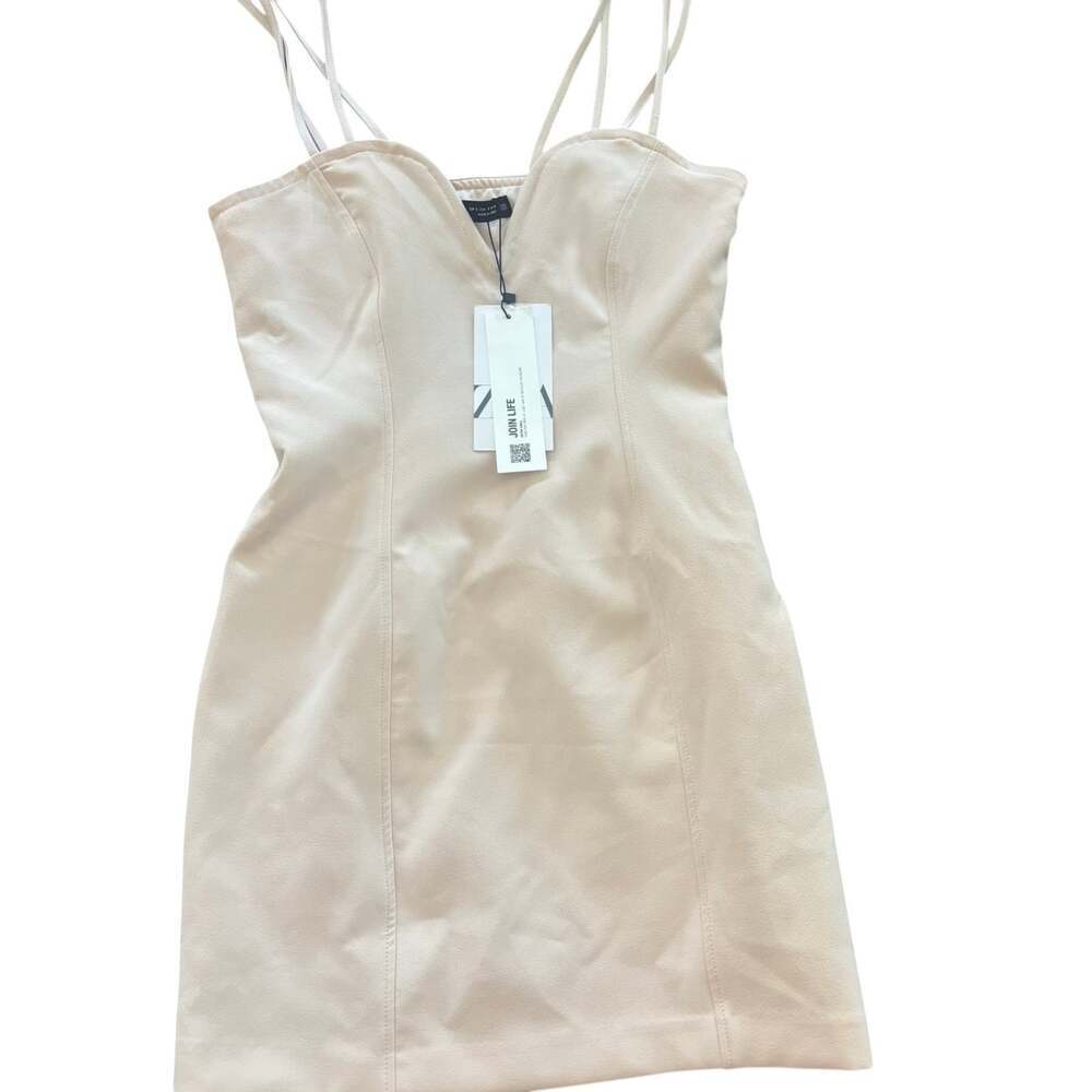 Zara NWT Triple Strap Corset Bodycon Mini Dress Cream Ivory Small - Picture 4 of 16